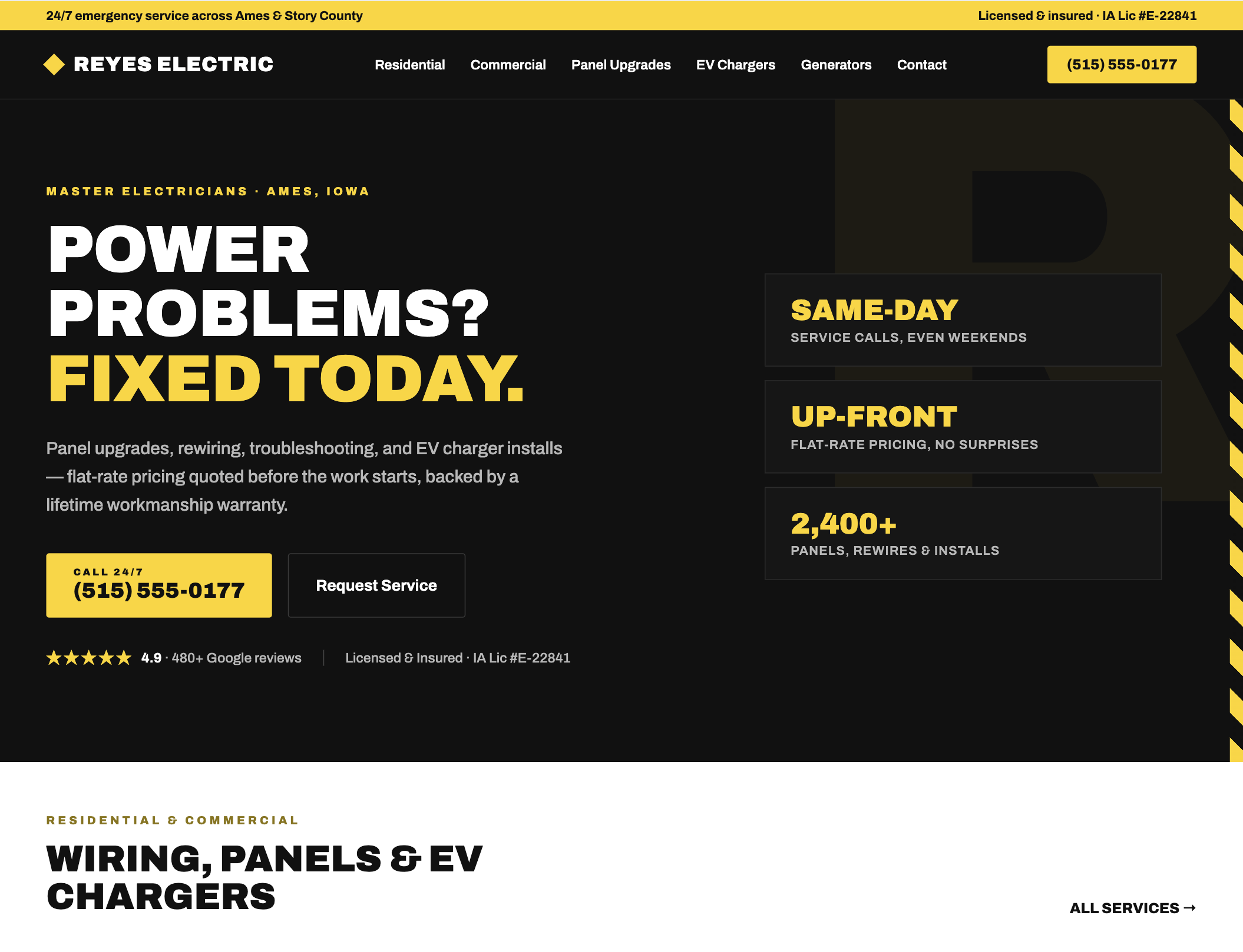 Sample electrician website build