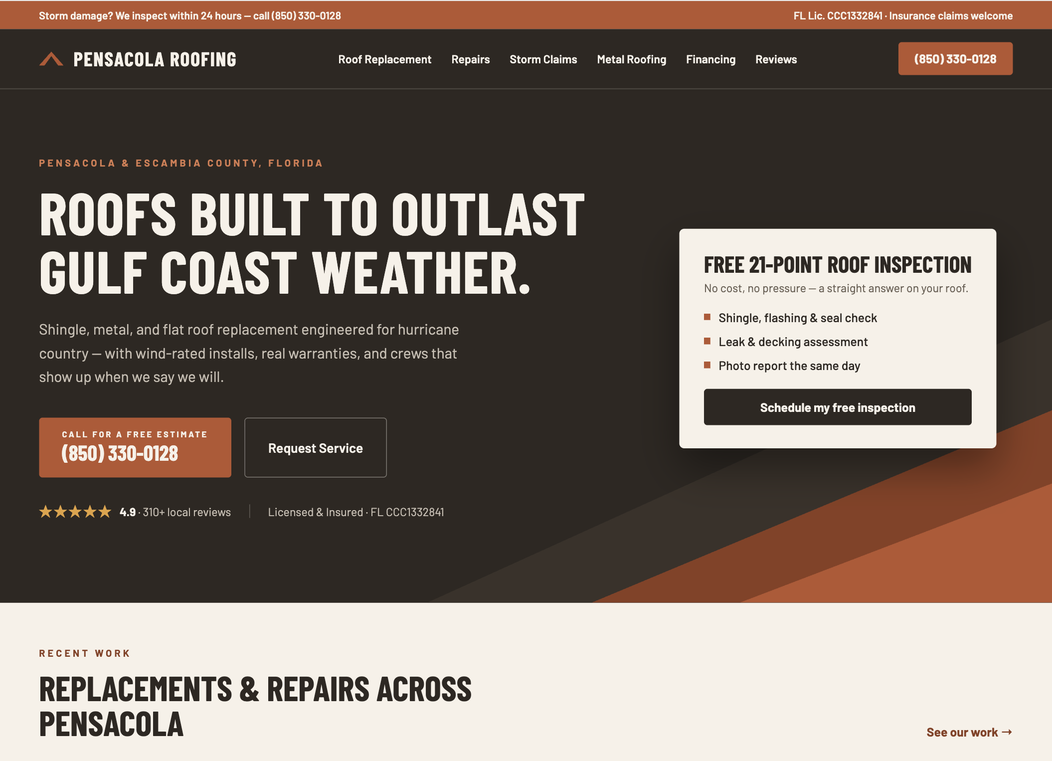 Sample roofing website build
